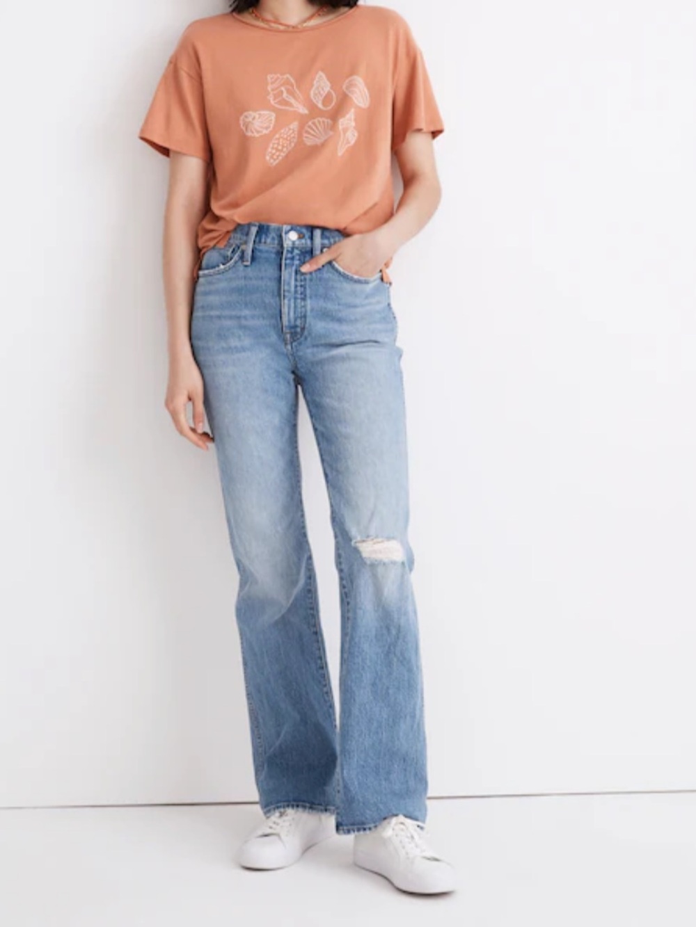 Madewell Flirt Wash 90’s High Rise Distressed Bootcut Jeans